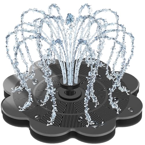 SZMP Solar Fountain Work On Cloudy Day, 2000mAh Bird Bath Fountains Upgraded Glass Panel 7 Nozzle & 4 Fixer, Solar Powered Water Fountain for Pool, Garden, Pond, Outdoor