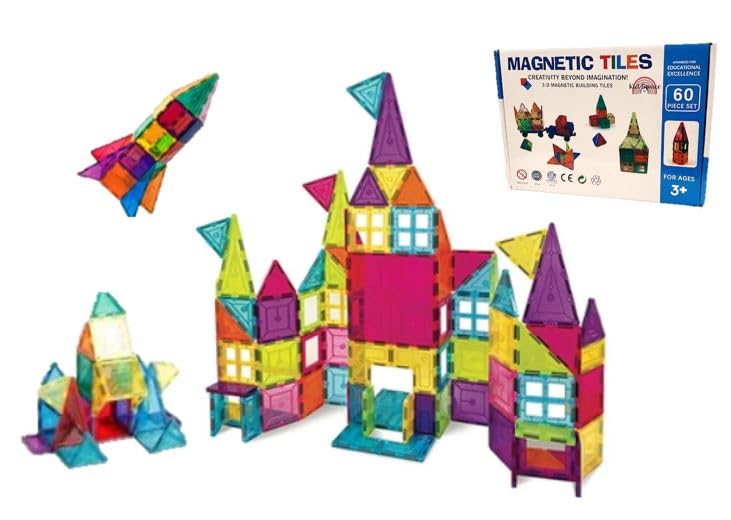 Kid Space 60 Piece Set Magnetic Tiles : Amazon.sg: Toys