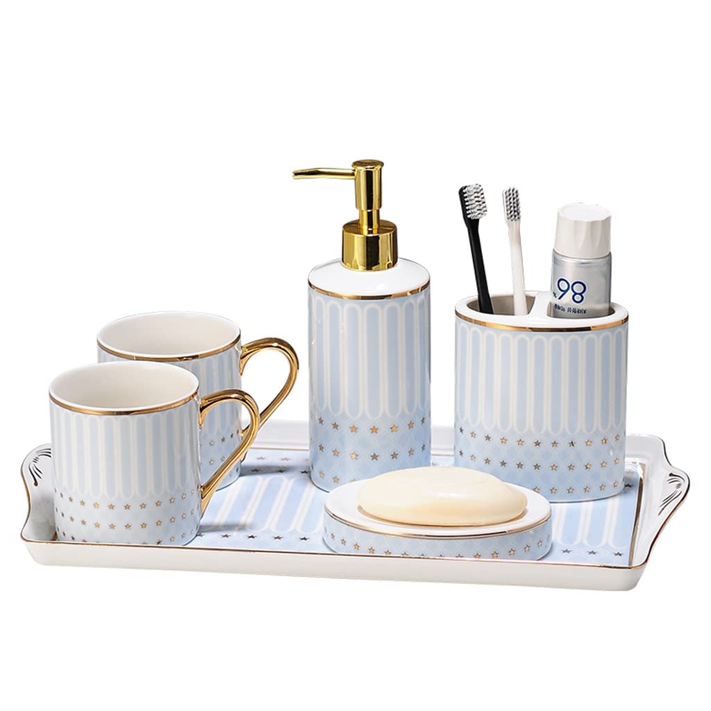 Conjunto de enjuague bucal y accesorios de baño con bandeja organizadora elegante
