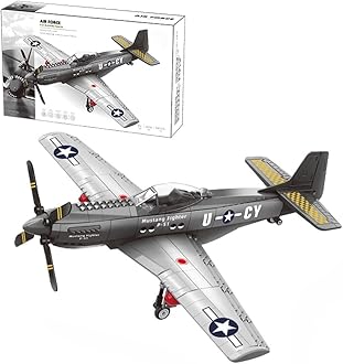 P-51 Fighter Building Block Airplane Building Set Military Fighter Building Kit Air Force Military Airplanes Brick Aircraft Plane Toy Gifts for Kids 258PCS