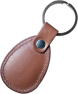 hecere Genuine Leather RFID Key Fob Tag IC ISO14443A UID Changeable Sector0 Block0 Rewritable for Access Control 1pcs/lot (Brown IC Keychain, Oval)