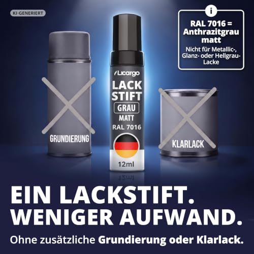 LICARGO Lackstift Anthrazit Grau Matt RAL 7016 – Präziser Pinsel für kleine Kratzer & Steinschläge – Hohe Deckkraft, schnelle Trocknung… – Ansicht 4