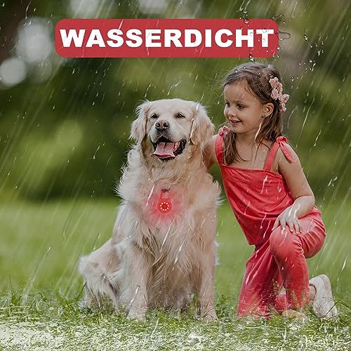 Blinklicht Schulranzen USB Aufladbar Kinder LED Sicherheitslicht Anhänger für Wandern Laufen Joggen Haustier Rucksack leuchtanhänger hund Rot