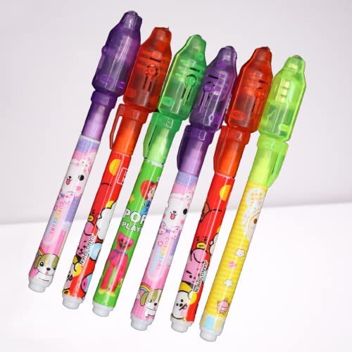 Verbier Magic Invisible Pen With Light/Magic Secret Message Pen/Cheating Pen/Invisible Ink Pen/Secret Message Pen For Kids Set Of 6