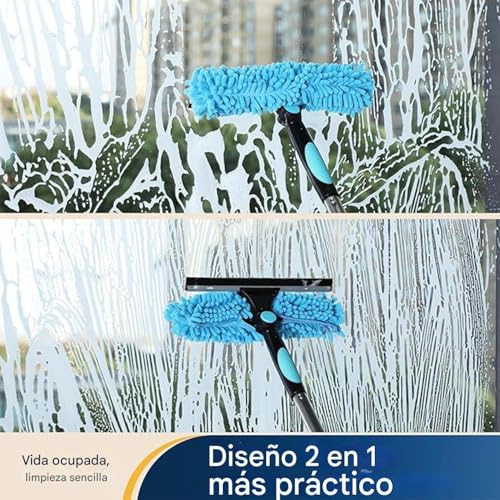 Plumero extensible con cepillo de microfibra reutilizable para muebles y techos 5