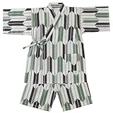 [レッドポニー] 甚平 男の子 子供 キッズ甚平 140 150 160 キッズ じんべい コットン 綿100％ 花火大会 夏祭り 夕涼み 盆踊り 夏休み 部屋着 パジャマ 和柄 和服 お祝い プレゼント (150cm,矢絣グリーン)