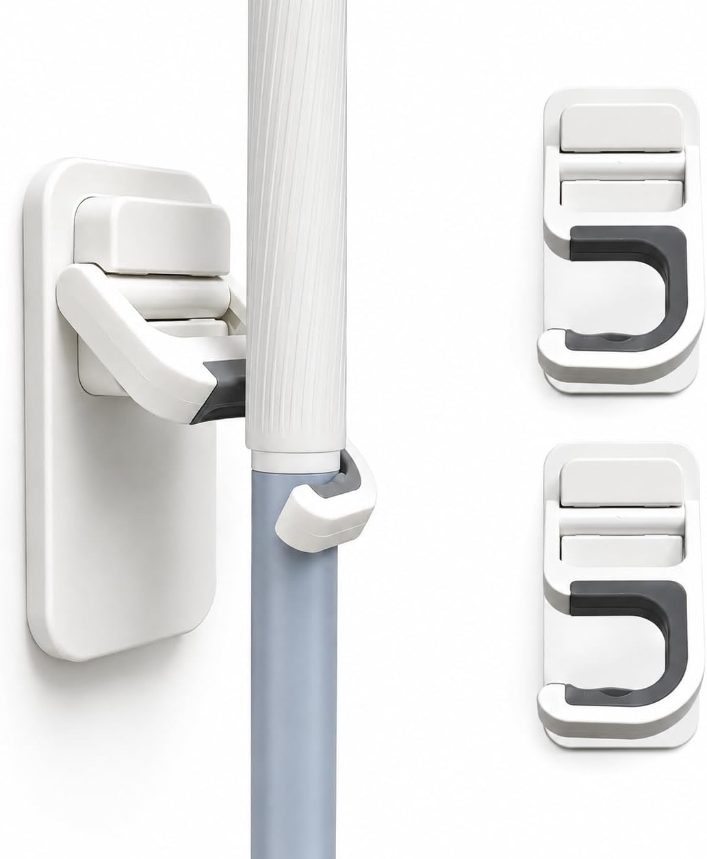 3 Pack Broom Hanger Wall Mount, No-Drill Mop Holder Cleaning Organizer