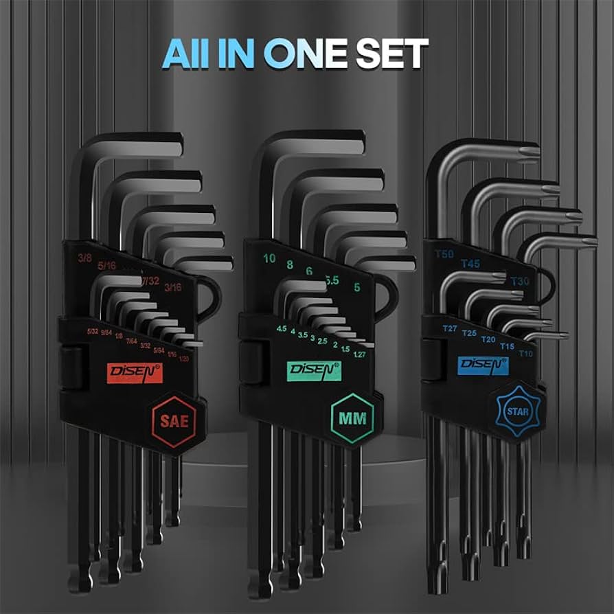アレン 10点セット DISEN 36PC Allen Wrench Set, SAE & Metric Hex Key Set Torx