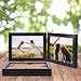 Giftgarden 5x7 Double Picture Frame with HD Plexiglass Display Horizontal 5 by 7 Photo, Hinged Folding Frame for Tabletop Standing, Black