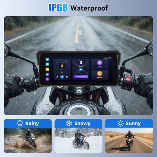 Image of Android CarPlay Screen for Motorcycle, 8.1 inch IPS Portable Wireless Carplay /Android Auto Waterproof Portable Radio GPS Display for Motorbike with Built-in GPS Navigation Bluetooth
