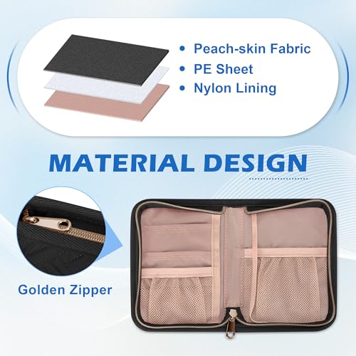 Yarwo Passport Holder for Travel Women and Men, Business Card Holder with Key Ring and Pen Slot, Passport Wallet Cover Case for Cards, ID, Cash, Tickets, Notebooks, Travel Essentials, Black3