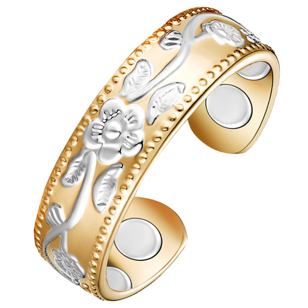 Vicmag Copper Magnetic Ring for Women Men 100% Solid Pure Copper Adjustable with Jewelry Gift Box