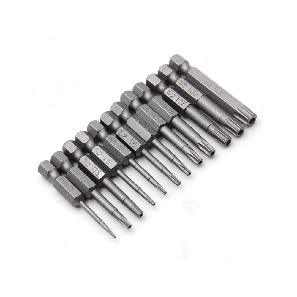 Ruxyoie 12Pc 50Mm Set 12Pcs 50Mm S2 Steel Hollow Screwdriver Bit Set, Hex Shank