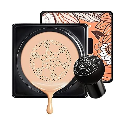 Mushroom Head Air Cushion BB Cream CC Cream Foundation, Natural Moisturizing Concealer Long Lasting Waterproof with Mushroom Head Makeup Sponge Cover