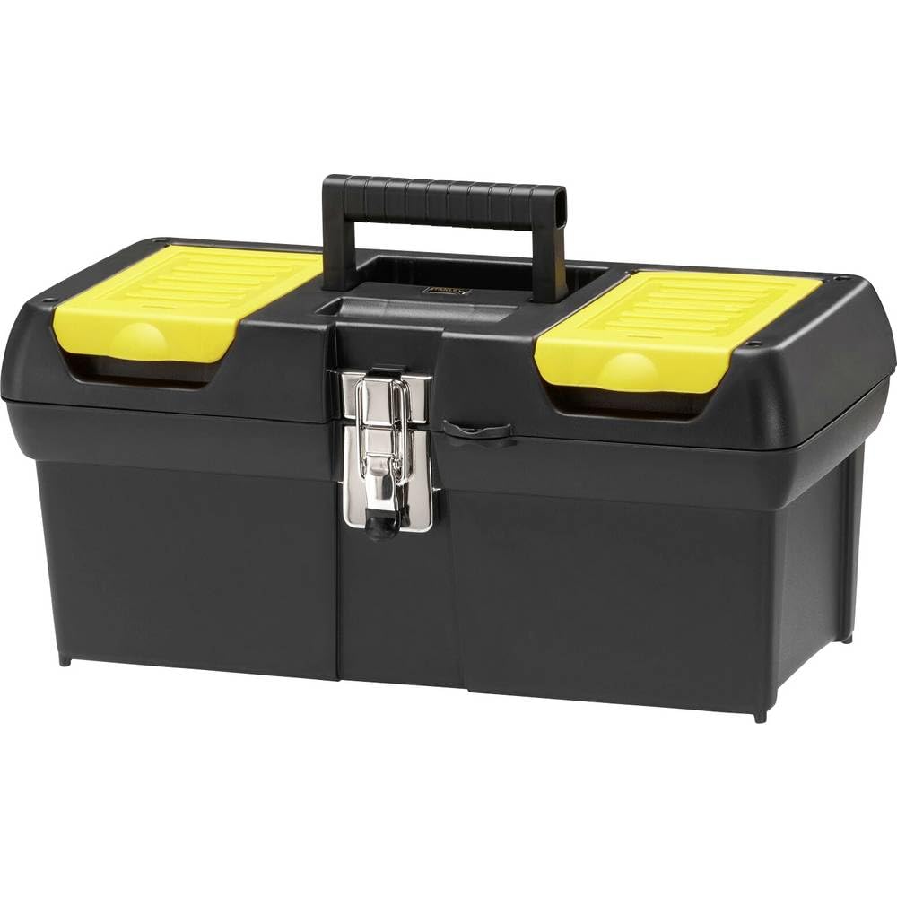 STANLEY Caja de Herramientas Milenium, Resistente Polipropileno, Bandeja Extraíble, Organizadores en Tapa, Cierres Metálicos, Asa Bimaterial, dimensiones en cm 41,1 x 19,9 x 18,5, 1-92-065