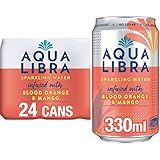 AQUA Libra Sparkling Water, Sugar-Free Fruit Water, No Sugar, No Calories, Blood Orange and Mango, 330 ml (Pack of 24)