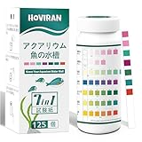 HOVIRAN アクアリウム 水槽 7 in 1 金魚 水質検査キット試験紙、塩素、総硬度、炭酸塩、アルカリ性、硝酸塩、亜硝酸塩および pH のための正確にテストします