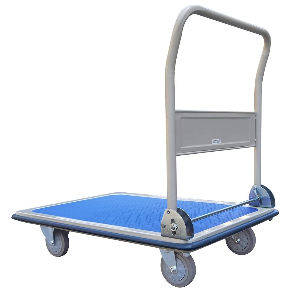 HEMMDAL Transportwagen | 300 kg Tragkraft | HxBxT 90 x 90,5 x 61 cm | Lagerwagen mit Vollgummi-Bereifung | großer Fahrkomfort | geräuscharm & elastisch | Plattformwagen aus Stahlblech | klappbar