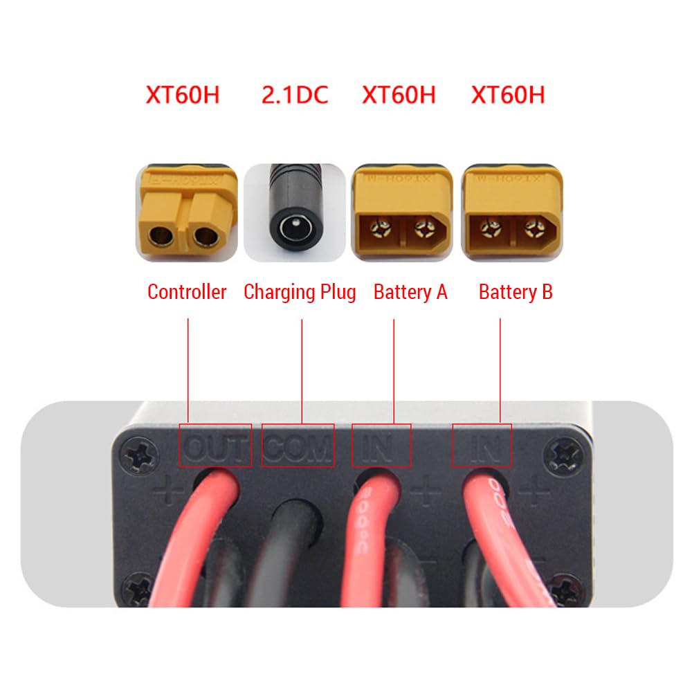 Adaptador Nutriess Dual Battery Connector, 20 V a 72 V, 40 A, bicicleta eléctrica, convertidor de doble batería, balance de paquete, adaptador de conexión, (40 A)