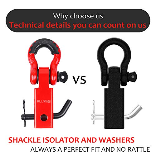 Autobots Tow Hitch Receiver 2", 45,000 Lbs Break Strength Heavy Duty Receiver With 5/8" Screw Pin, 3/4 Shackle, Towing Accessories For Vehicle Recovery Off-Road Red&Red #TOP3