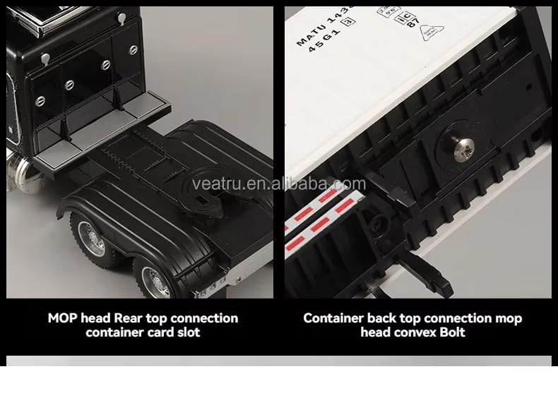 Image of 1 /32 Diecast Truck Toy Car Model Removable Transport Container Lorry Vehicle with Light Pull Back Toy Boys (RED&Yellow)
