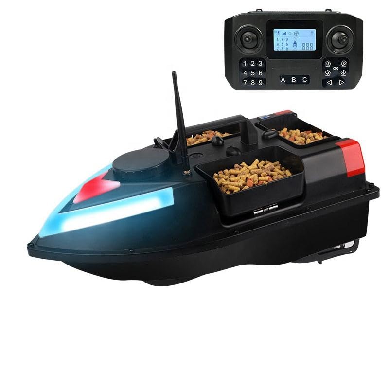 Bait Boats for Carp Fishing with GPS - 500m Remote Control, 3 Bait Hoppers, 12000mAh Battery Include Bait Boat Case