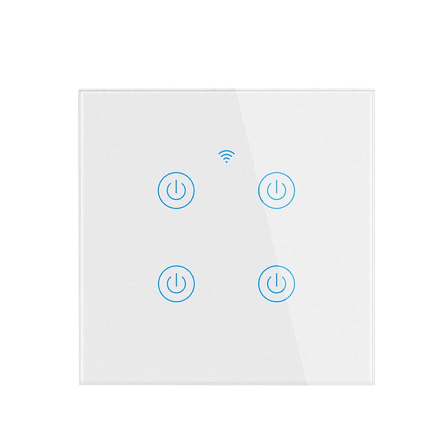 Smart Touch Light Switch, White Waterproof Switch with LED Backlight, WiFi 2.4GHz Touch Switch, Smart Life/Tuya Remote Control, Works with Alexa, Google Home, 4 Gang