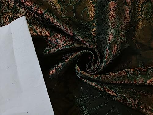 Tissu brocart de soie noir motif métallisé pour confection de vêtements de fête
