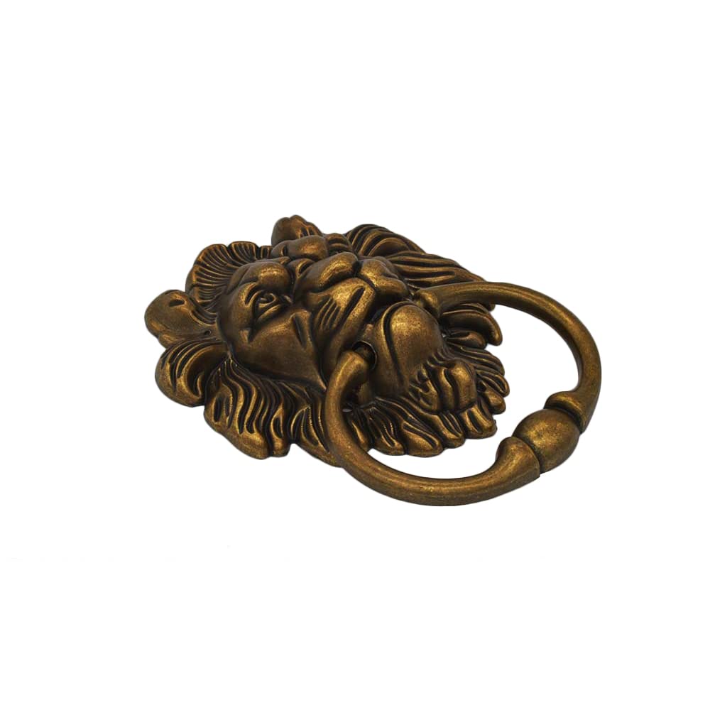 Löwenkopf Klopfer mit Schrauben, Zinklegierung Löwenkopf-Ringe Löwen-Möbelklopfergriff Möbelklopfer für Schrank, Schublade, Tür, Barhocker (Bronze)