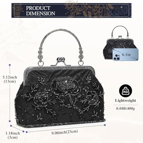 Image of UBORSE 1920s Vintage Clutch Purse Beaded Evening Bag for Women Formal Bridal Sequin Handbag Clutch for Wedding /Prom /Cocktail | 1920s
