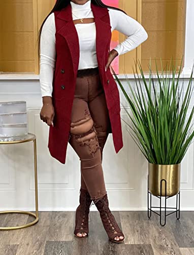 Image of Women's Casual Sleeveless Long Sweater Vest Open Front Cardigan Waistcoat