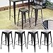 Tabouret de Bar Industriel Lot de 4 Tabourets Haut Industriels 76cm Metal et Bois, Chaise de Bar Empilable pour Exterieur Interieur, Max. 150kg (Hauteur 76cm, Noir)