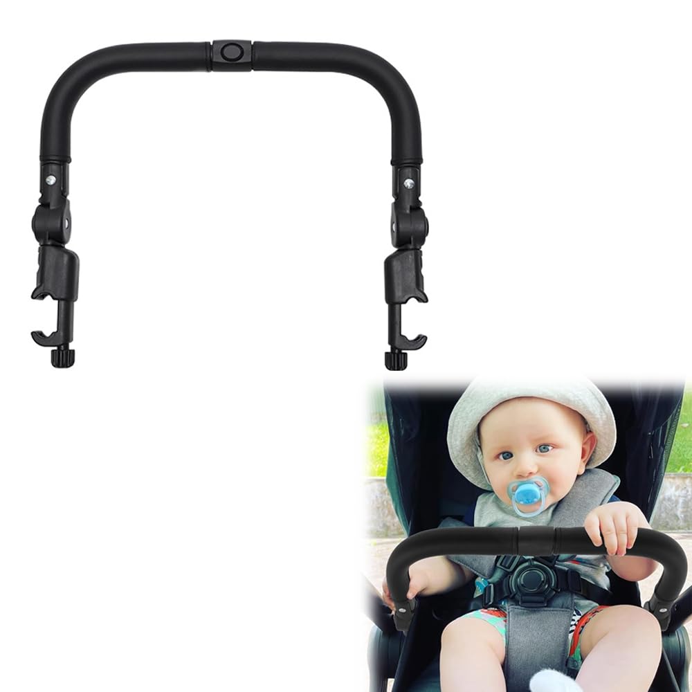 Barra paraurti universale per passeggino, bracciolo per passeggino, angolo regolabile, manubrio di protezione per la maggior parte dei passeggini, nero