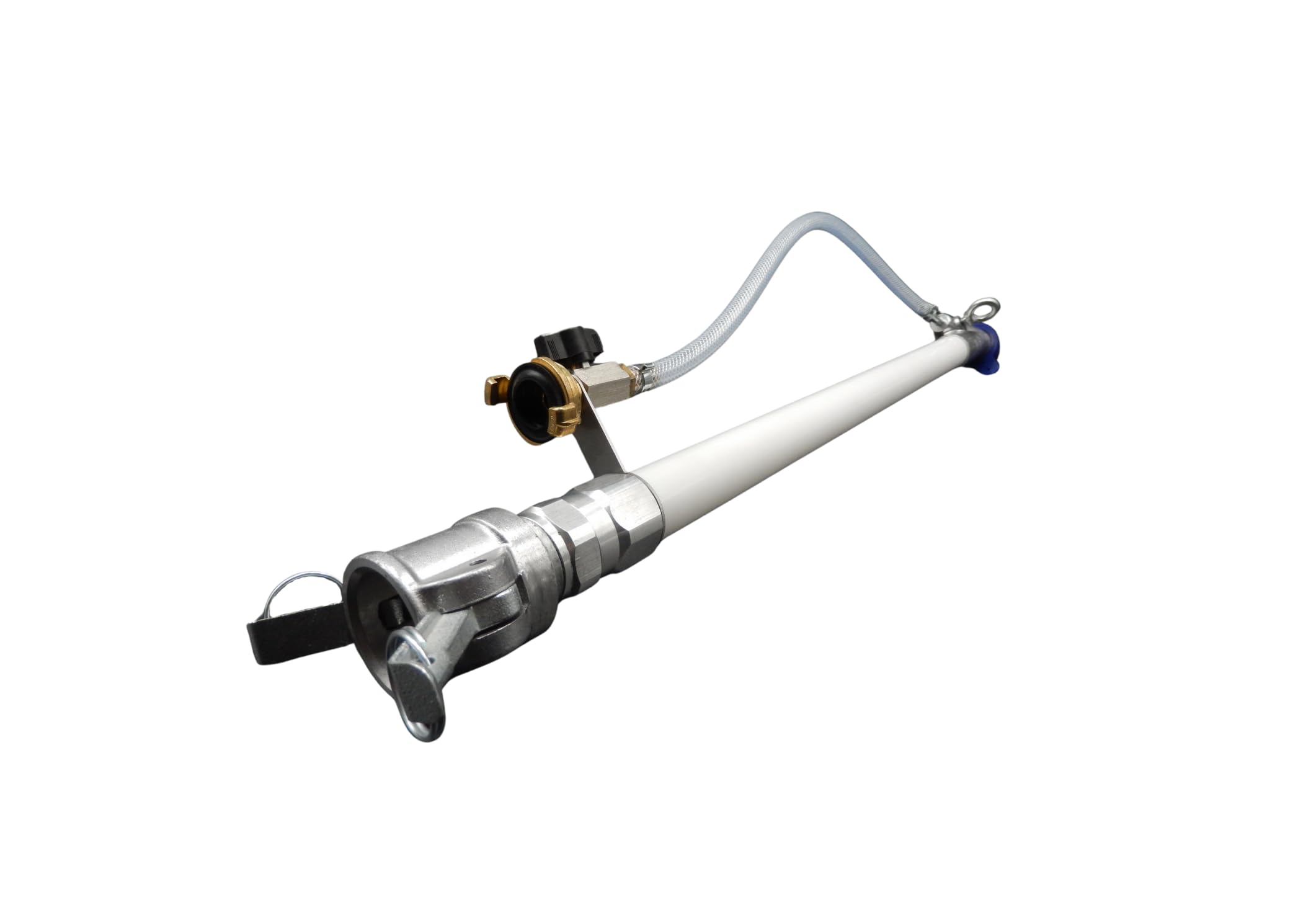 STOCK-PlasterOne® Feinputzgerät Spritzgerät drehbar 100 cm (Gesamtlänge) – für Putzmaschinen wie PFT G4 – mit 14mm Feinputzdüse konisch – inkl. Alu-Kupplung – robust & anschlussfertig