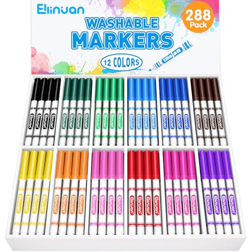Ellinjan 288 marcadores lavables para niños