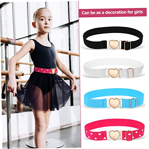 BESPORTBLE Djustable Toddler Girl Belts Girls Elastic Belt Decorative Belt Heart Buckle for Boys and Girls 4 Pack3