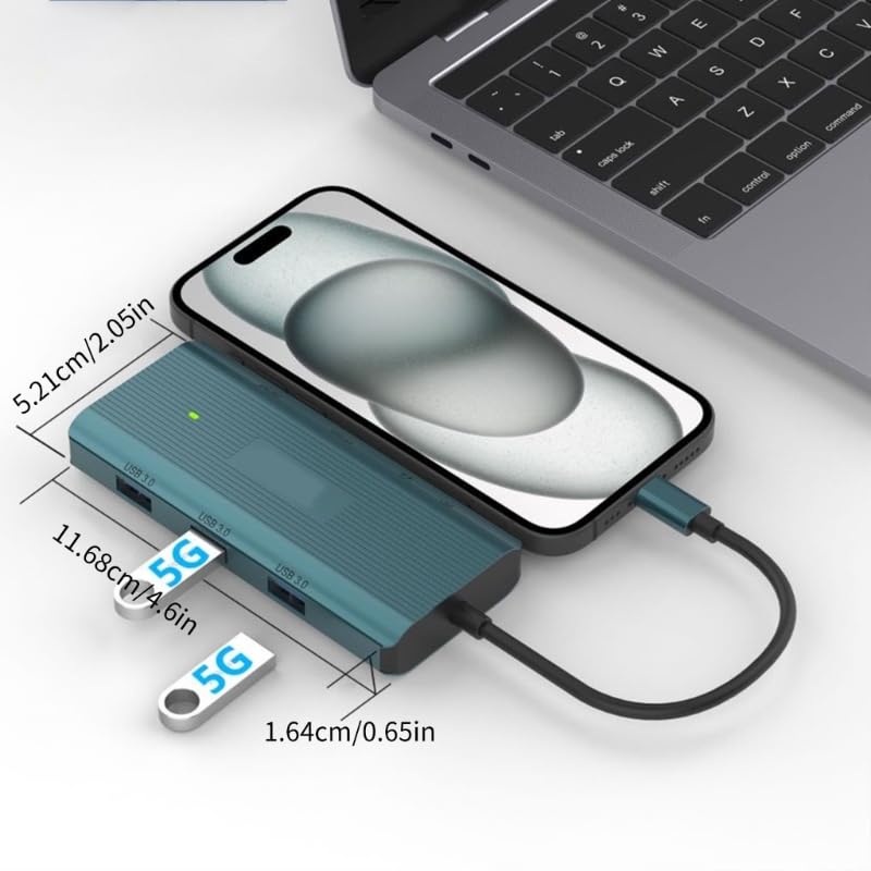 UC961 - Adaptador USB C 9 en 1 USB 3.0 HDTV para computadora portátil de escritorio