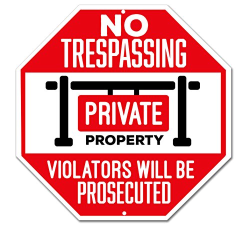 2-Pack No Trespassing Sign - Private Property Sign - Violators Will Be Prosecuted - Large 12