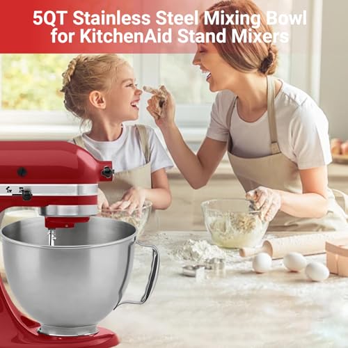 Tazón mezclador de acero inoxidable 5 QT para KitchenAid miniatura 5