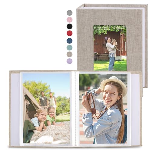 vivinin 2 Pack Photo Album 5x7 Linen Cover Photo Book Small Photo Album Book for 36 Pockets Hold 72 Pictures Picture Book for Photos Family Anniversaries Baby Vacations (Beige)