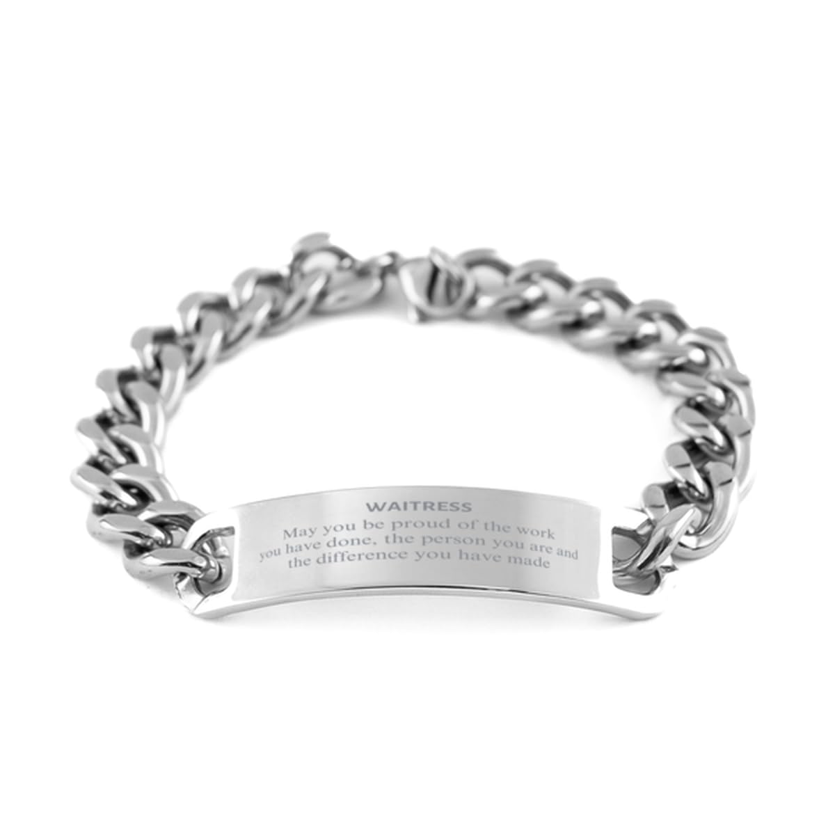 Waitress May you be proud of the work you have done, Retirement Waitress Cuban Chain Stainless Steel Bracelet for Colleague Appreciation Gifts Amazing for Waitress