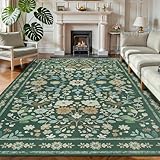 Homcomodar Tapis de salon, lavable, à poils courts, antidérapant, doux, style vintage, à fleurs, pour chambre à coucher, salle à manger, bureau   160 x 230 cm