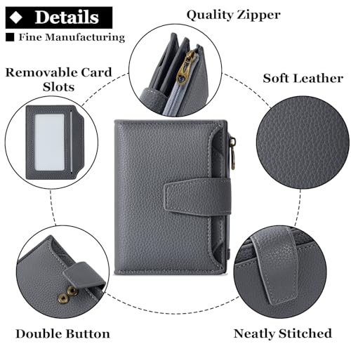 Image of Airkit Small Wallet Women RFID Blocking Soft Leather Bifold Compact Card Holder Wallet for Women with Zipper Coin Pocket 4 ID Window