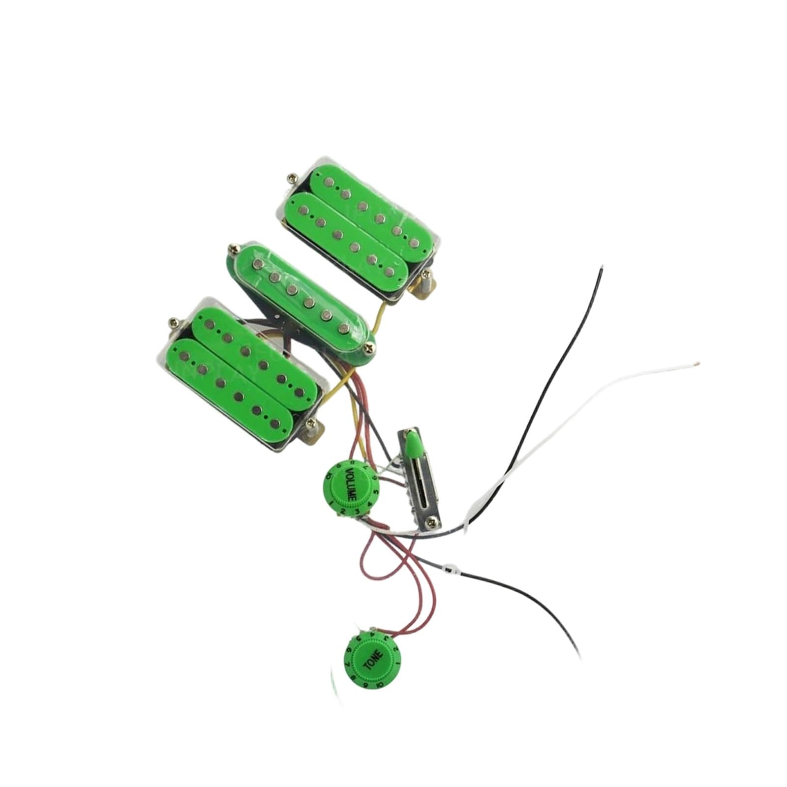 Pastillas profesionales para golpeador de guitarra Pastilla HSH Verde Transparente Golpeador De Guitarra Eléctrica Precableado Con Humbucker De Cerámica