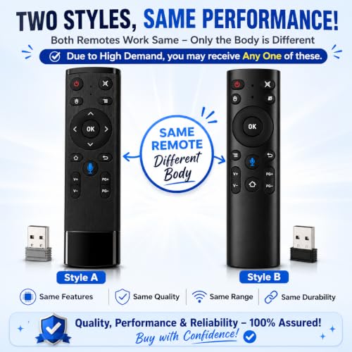 Image of 2.4G Wireless Air Mouse Remote Control with Voice Command, Motion Sensing Gyroscope Fly Mouse, USB Plug & Play for Smart TV, Android TV Box, PC, Laptop, Projector, HTPC- Pack of 1