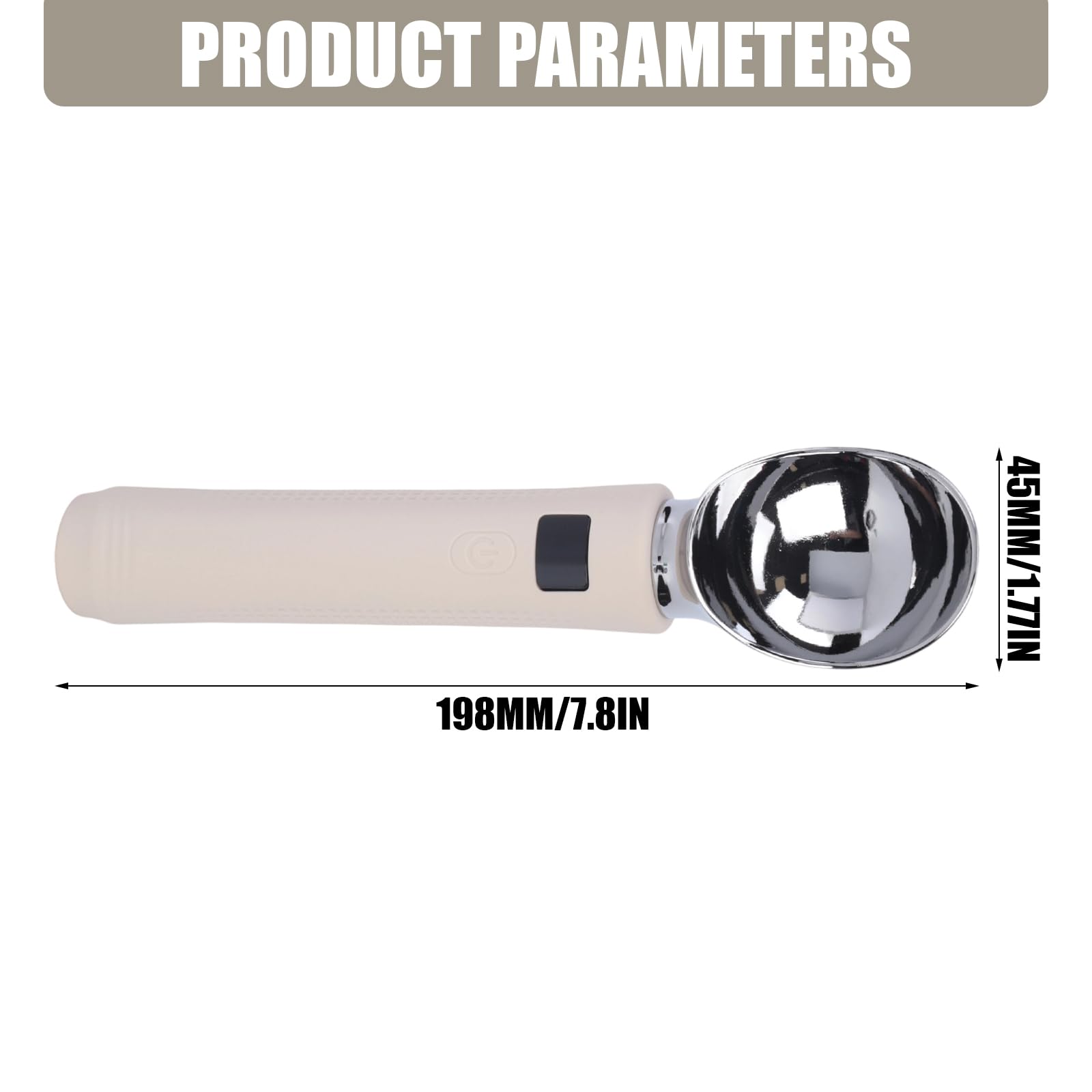 PANGBOER Cuillère à Glace chauffante électrique avec poignée en Silicone antidérapante, cuillères imperméables Rechargeables pour friandises glacées dures, cuillère Rechargeable