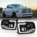 For 2009-2018 Dodge Ram 1500 2500 3500 Truck LED Tube Black Projector Headlights Left+Right Replacement