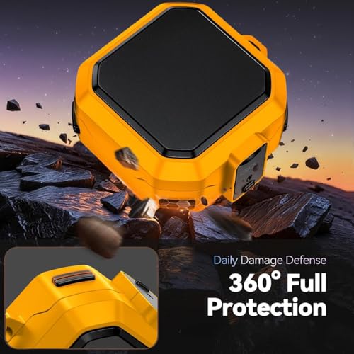 Image of Oboe Tough Case 'Compatible with' Samsung Galaxy Buds 4 & 4 Pro Case with Secure Lock Clip & Keyring (Yellow) [Buds & ChargingCase NOT Included]
