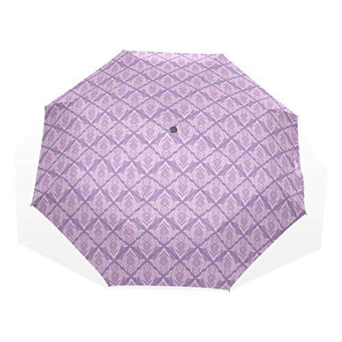 Preisvergleich Produktbild LASINSU Regenschirm,Ornamental Violet Tones Design mit böhmischer StimmungFaltbar Kompakt Sonnenschirm UV Schutz Winddicht Regenschirm