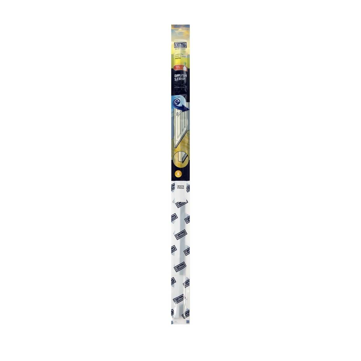 Exitex White PVC Brush Strip Draught Excluder - Polypropylene Bristles - For Doors - Dust & Noise Reduction
